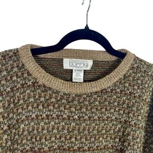 Vtg Mens XL Gianfranco Ruffini Italy Sweater Knit Brown Grandpa Classic Retro 90
